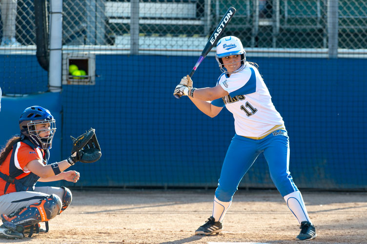 UCLA softball player at bat